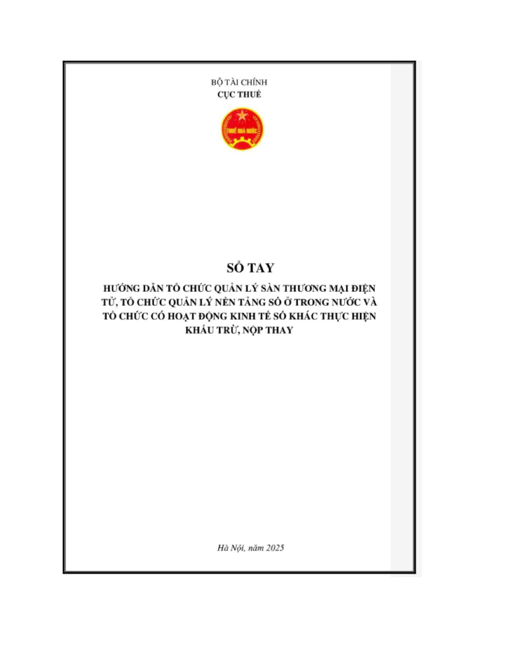 Sổ tay hướng dẫn thực hiện nghĩa vụ thuế thương mai điện tử hình ảnh 0